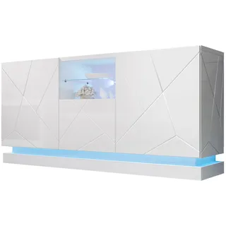 MIRJAN24 Kommode Qiu 2D1K (mit 2 Drehtüren und Klappe), gedämpftem Schließsystem, Gefräste Seiten und Fronten weiß