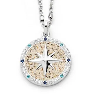 DUR Kettenanhänger DUR Schmuck: Anhänger "Kompassrose 2.0" mit Zirkonia und Strandsand, P
