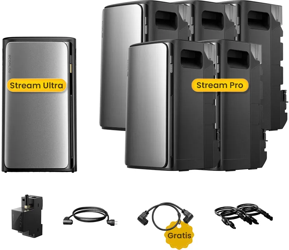 EcoFlow STREAM Ultra & Pro Sonderangebot Bundle, All-in-One Speicher für Balkonkraftwerke, by Powerness - STREAM Ultra + 5x STREAM Pro / 1 x Smart Meter / Standardversand