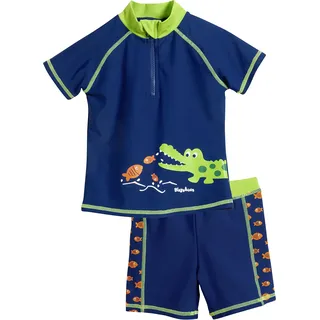 Playshoes Unisex Kinder zweiteilig Schwimmshirt Badeshorts Badebekleidung Uv-schutz Bade-Set Krokodil 74/80