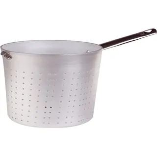 Pentole Agnelli Nudelsieb/scaldapasta Zylindrische aus Aluminium mit Griff aus Edelstahl, Silber 18 cm Silber/schwarz