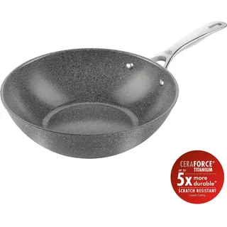 BALLARINI Salina Wok 30 cm, Aluminium, Titanverstärkte keramische Antihaftbeschichtung