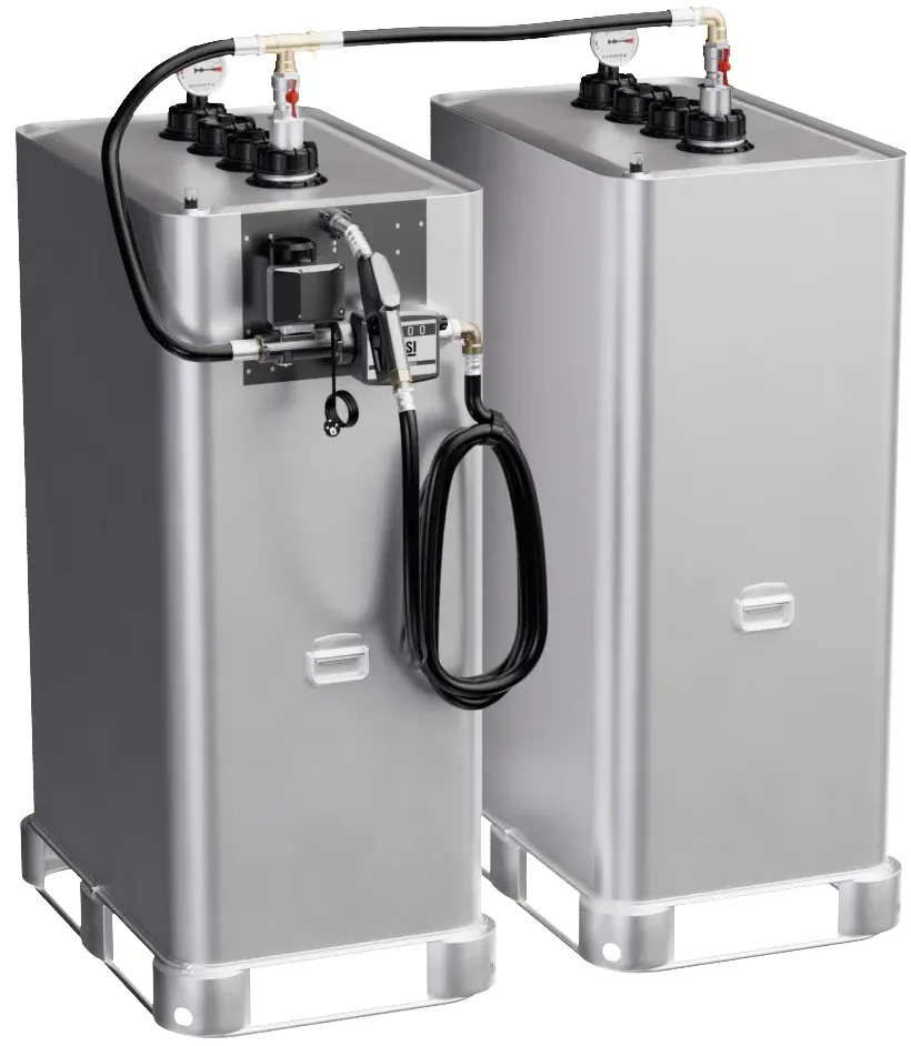 Dieseltankanlage Schütz VET 2.000 oder 3.000 l inkl. PIUSI-Pumpe ohne/mit Filter, 72 l / min. - für Nutzfahrzeuge / 2 x 1000 Liter Tank