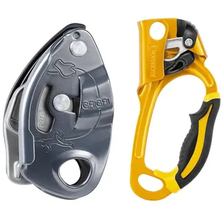 PETZL - Sicherungsgerät GRIGRI - Unisex, Grau, Einheitsgröße & Seilklemme Rechts Ascension - Unisex, Gelb, Einheitsgröße