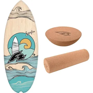 F2 Balance Board Halfshell 88x32cm + Halbkugel und Korkrolle braun NO SIZE