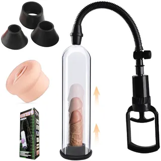 Vakuumpumpe Penispumpe,Penis Pumpe für Penisvergrößerung,Penispumpen mit Masturbator Muschi & Penispumpe Manschette,Penis Extender Erektionshilfe für Penis Verlängerung & Potenz-Training(A)