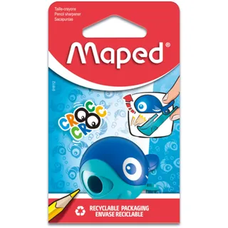 Maped 18112 - Anspitzer CROC CROC EASY, für dünne Stifte, mit Anspitzer-Dose - Marienkäfer oder Wal