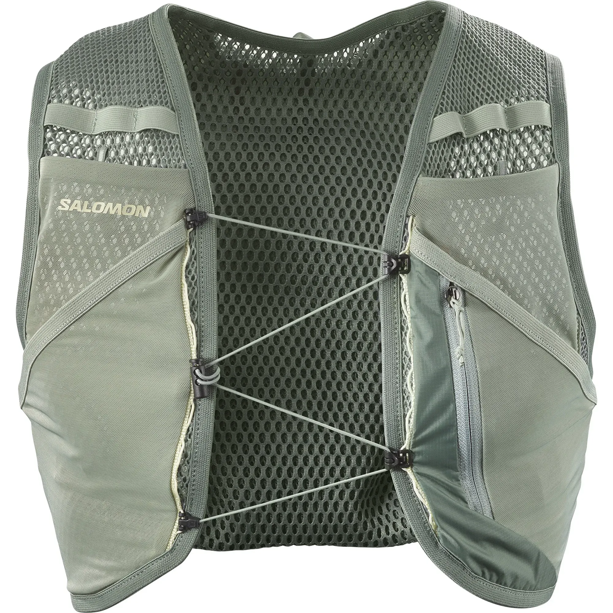 Trinkrucksack SALOMON "ACTIVE SKIN 4 NO FLASKS" Gr. M, grün (laurel wreat), Rucksäcke, M, Obermaterial: 100% Polyester, für sportliche Aktivitäten, leichtes Polyester-Obermaterial
