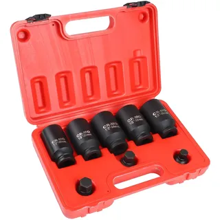 MIGUBIGU 8 stk. 1/2 Zoll Vielzahn Nusskasten 30/32/34/35/36 mm, 6 Sechskant-Stecknüsse 14/17/19mm, 12 Kant Schlagschrauber Nüsse set, Vielzahn Nuss Satz , Socket Spanner Set mit Box