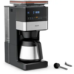KRUPS Filterkaffeemaschine "KT8428 Grind Aroma XL", schwarz (schwarz, edelstahl), 1,25 l, 15, Kaffeemaschinen, Kegelmahlwerk, digitales Bedienfeld, 1,25 l, 4h warm dank Isolierkanne