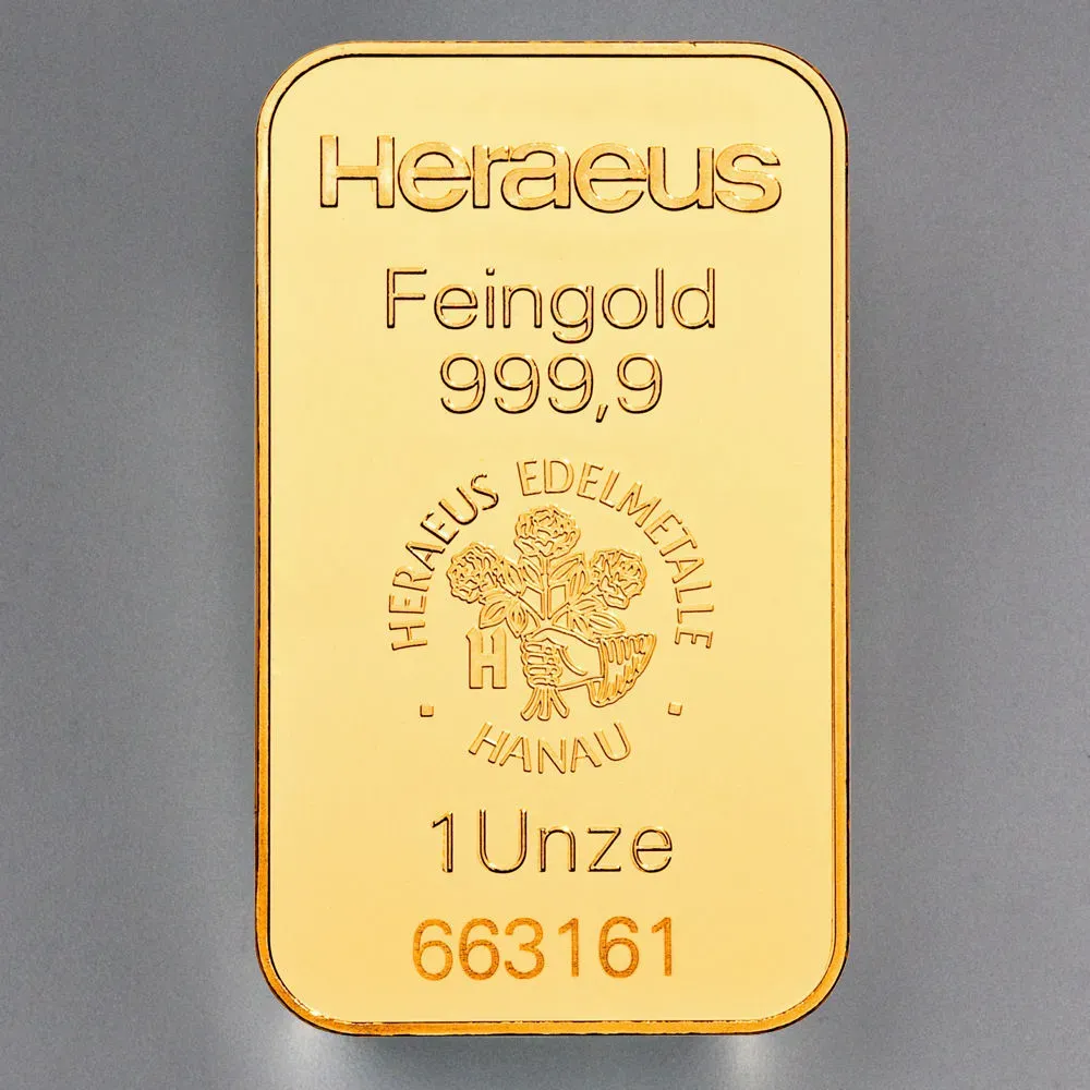 Goldbarren 1oz HERAEUS geprägt