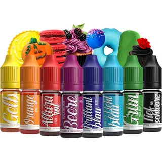 Belissia Lebensmittelfarbe Set – 8x10ml flüssig & hochkonzentriert – Lebensmittelechte Speisefarbe zum Backen, Kochen, Fondant & DIY - vegan