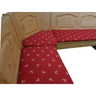 bequemer-sitzen 3 teiliges -Eckbankauflage Landhaus Hirsch rot 100 cm