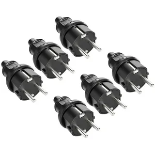 Absina Schutzkontaktstecker, schwarz, 6 Stück