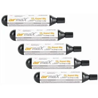 GSG 5 Stück airmaX CO2 Kapsel 88g Kartusche Patronen Katuschen für Softair Paintball Gotcha CO2 Gewehr Airsoft Luftdruck Pistole Luftgewehr Fahrrad Pumpe Fahrradpumpe Co2-Kartusche