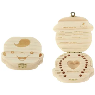 Spetebo Holz Zahndose Junge - Milchzahn Dose Milchzähne Box Zahn Döschen Geschenkidee