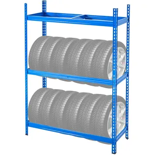 VEVOR Reifenlagerregal Reifenhalter mit 2 Ablagen bis zu 12 Standardreifen, Hochleistungs-Reifenträgerständer aus Metall mit verstellbarem Abstand, belastbar 150 kg ideal für Garagenwerkstätten