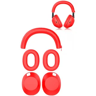 Hülle für Sony WH-1000XM6, yystao Kopfhörer-Ohrpolster kompatibel mit Sony WH-1000XM6, Kopfbügelhülle für Sony WH-1000XM6, 3 in 1 Rundumschutz, Tropffest, Schweißfest, Rot
