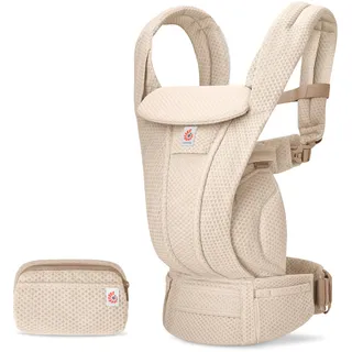 Ergobaby Omni Deluxe Babytrage Mesh inkl. Regenüberzug, Natural Beige