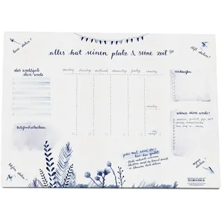 Eine der Guten Schreibtischunterlage A3 aus Papier zum Abreißen, blau weiß Aquarell Design, 30 x 42 cm, 25 Blatt, Schreibunterlage, Recyclingpapier, Abreißblock, umweltfreundlich, CO2-neutral