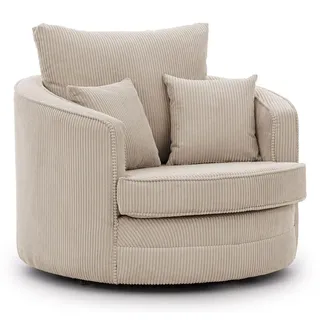 s-style möbel Drehsessel Love Seat XXL 360 Grad drehbar aus Cord-Stoff