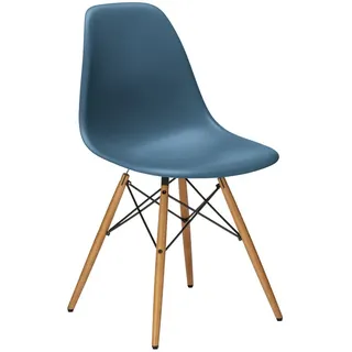 Vitra Stuhl Eames Plastic Side Chair RE 83x46.5x55 cm meerblau, Gestell: Ahorn, Designer Charles & Ray Eames