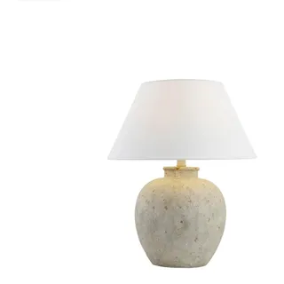 Home Deluxe Kleine Tischlampe in Steinoptik LENE - Weiß | Tischleuchte Schreibtischlampe Nachttischlampe - Weiß