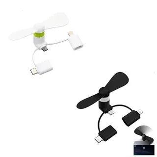 Mini-Handy-Ventilator,3-in-1 Handy-Ventilator,Mini-Handy-Lüfter,Tragbarer Mini-USB-Handy-Lüfter,Tragbarer Kühler Rotierender Ventilator,Kompatibel mit iPhone/Micro-USB/Typ C/Lightning-Port-Ventilator