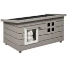 Katzenhaus Katzenhütte mit Asphaltdach 87x52x48cm Winterfest für Outdoor Katzenhöhle Tannenholz Grau Schwarz Aosom.de