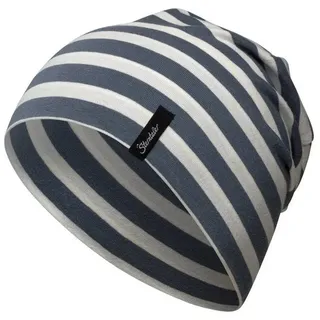 Sterntaler OCS Beanie Streifen - Lässige Slouch Beanie Mütze aus Singlejersey mit maritimen Streifen - Unisex Kopfbedeckung, variabel tragbar - Baby und Kinder Übergangsmütze, blaugrau, 45