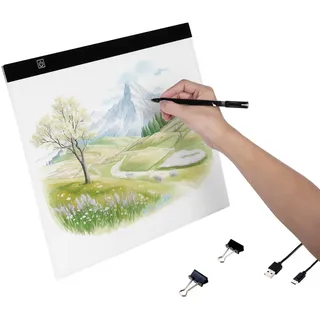Vevor Leuchttafel B4 LED Leuchtpad Leuchtkasten ultradünne tragbare Leuchtbox, USB-betriebenere Leuchtplatte zum Nachzeichnen, Leuchtbox für Diamantmalerei Animation Skizzieren Zeichnen Schwarz
