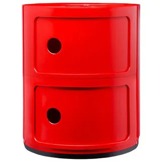 Kartell Componibili, 2 Elements, Rot, Runde Basis
