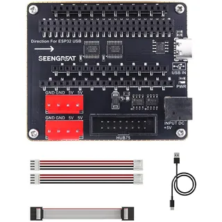 HUB75 RGB Matrix Adapter Board for ESP32-S3-DevKitC-1 & ESP32-DevKitC V4, RGB LED Matrix Panel Interface Board, Dual Power Input USB Type-C 5V/4A or DC-044 5V/8A, Dual VH-4P 5V Outputs
