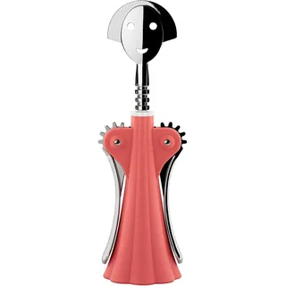 Alessi AM01 P Korkenzieher aus thermoplastischem Harz, rosa und verchromtem Zamak