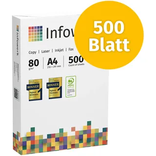 Druckerpapier Kopierpapier 500 Blatt 1 x 500 A4 80g Premium Hochweiß CIE 160 Testsieger PEFC Umweltzertifikat