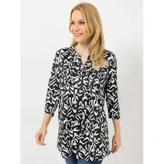 VIA MILANO Longshirt, 3/4-Arm Serafino-Ausschnitt bedruckt leger weit