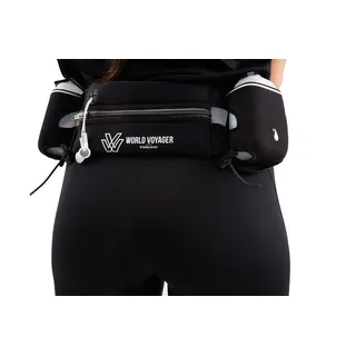 Hydrabelt Trinkgürtel für Läufer, 2 Taschen, 10oz BPA-freie Wasserflaschen, Schwarz, rutschfest, wasserdicht, schweißresistent, Einheitsgröße