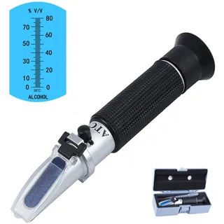 Alkohol-Refraktometer, ATC-Alkohol-Refraktometer mit 0-80% Alkohol-Messbereich für Likör und Spirituosen, wie Whiskey, Brandy, Wodka usw.