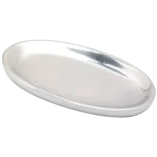 Nklaus Kerzenteller Oval 12x6cm Aluminium Silber