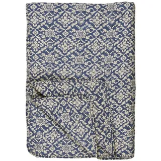 ib laursen Tagesdecke Quilt blau naturfarbigem Blockmuster blau