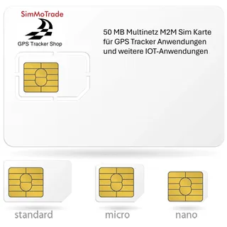 Simmotrade® M2M Multinetz SIM-Karte für GPS Tracker, Smart Home, Sicherheit, Sensorik, Datenübertragung, Smart City, IOT, Triple-SIM