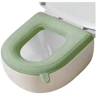 Refttenw Soft-Toilettensitzerhöhung WC-Deckelbezug Wasserdicht Toilettensitzbezug Weicher WC-Sitzbezug, Waschbar, Rutschfest, mit Griffen grün