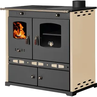 * EEK A+ Küchenofen Holzherd Perfect ECO LUX creme, rechte Version - 7,38 kW Dauerbrandherd
