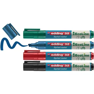 edding Flipchartmarker 4-32-4 Keilspitze 1-5 mm 4 St. Schwarz/Rot/Blau/Grün