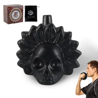 Aztec Death Whistle, dellyy Aztekische Todespfeife Bei 125+ Dezibel, Schreiende Azteken Death Whistle, Aztec Skull Whistle mit Kordelzugbeutel, Aztekische Sound Whistle (schwarz)