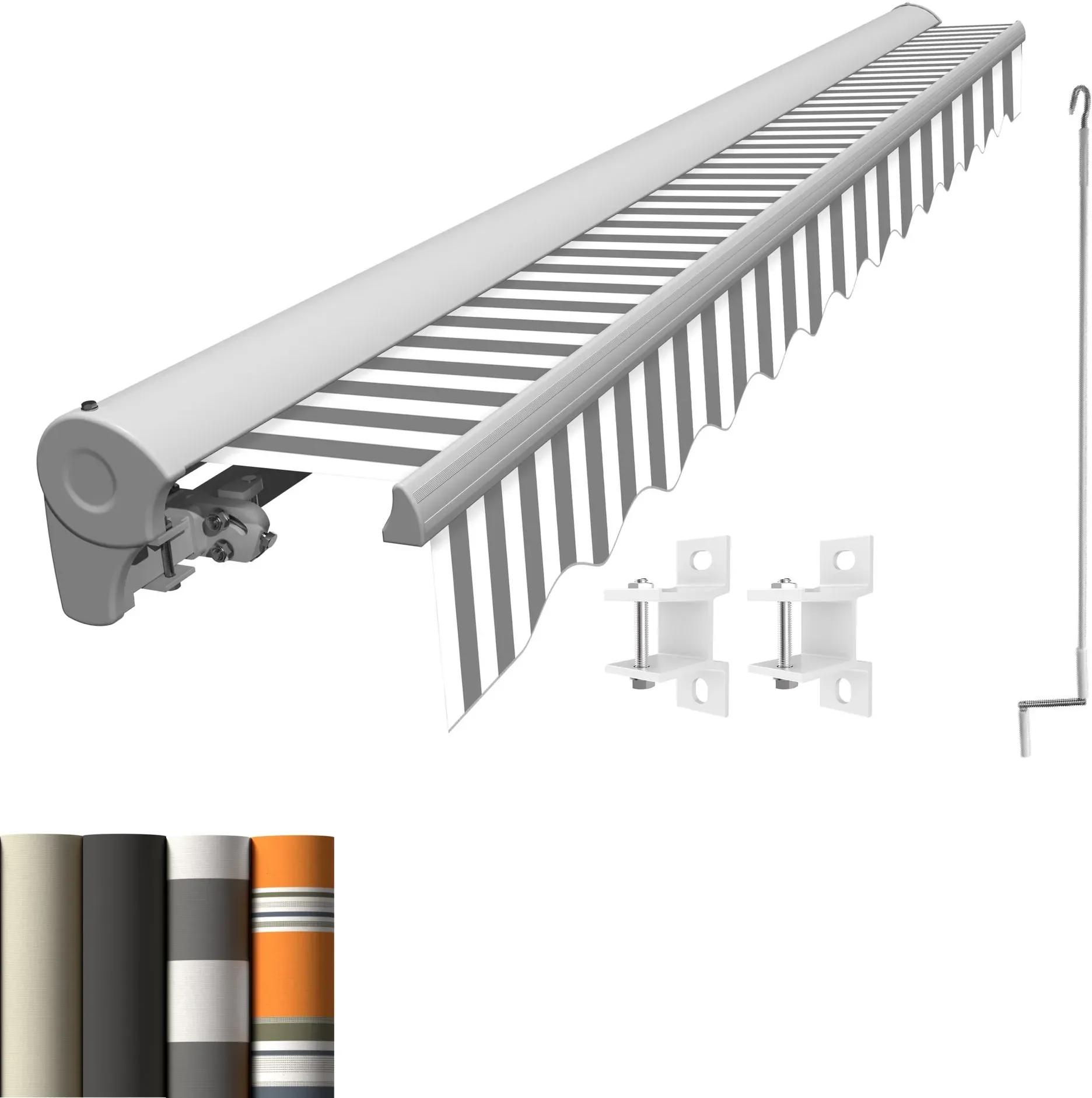 Kassettenmarkise Eclipse Standard manuell 3,0x2,5m Gestell Farbe Weiß(entspricht RAL 9010), Markisentuchfarbe: Sommerbrise