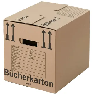 50 x Bücherkarton Compact 40 kg Traglast stabiler Umzugskarton Bücherkiste Umzug 2-wellige Movebox BB-Verpackungen