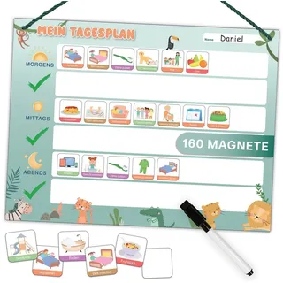 mini mindz Mini Mindz® Tagesplaner Kinder - Montessori Magnettafel im niedlichen Design inkl. 160 Magnete & Stift - Lernspiele ab 3 Jahre - Kalender Kinder - Tagesplan Kinder - Magnettafel Kinder