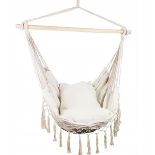 HÄNGENDER BOHO-STUHL, WEISS, AN EINEN HAKEN AUFHÄNGEN,