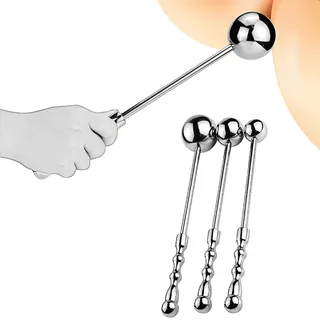 Qiyasex Metall Analplug Doppelenddilatator Buttplug Perlen G-Punkt Stimulator Analstab Ball Masturbation Prostata Vaginalmassage Analstab Ball Peitsche Arsch Sexspielzeug FüR MäNner Und Frauen 30mm(L)